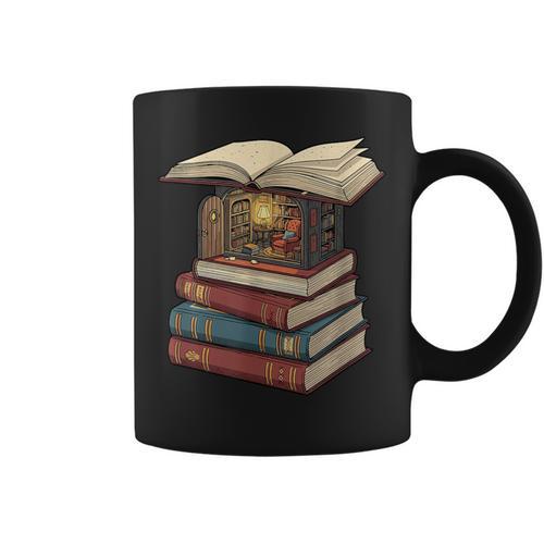 Cozy Reading Nook Between Books Book Lover Aesthetic Graphic Print Coffee Mug - Bookorys