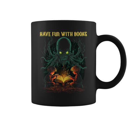 Cthulhu Necronomicon Fun With Books Cosmic Horror Cthulhu Graphic Print Coffee Mug - Bookorys