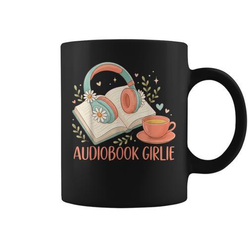 Cute Audiobook Girl Aesthetic Book & Tea Love Graphic Print Coffee Mug - Bookorys CA