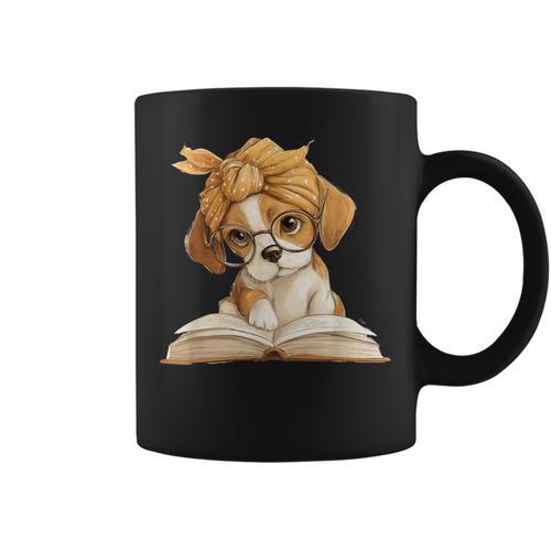 Cute Beagle Puppy Reading Book Lover Dog Animal Graphic Graphic Print Coffee Mug - Bookorys DE