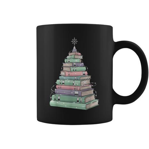 Cute Bookmas Christmas Book Tree Book Lover Teacher Graphic Print Coffee Mug - Bookorys DE