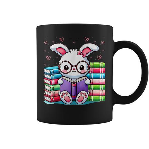 Cute Bunny Reader Rabbit Book Lover Reading Graphic Print Coffee Mug - Bookorys
