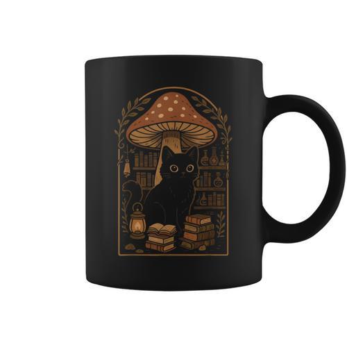 Cute Cat Grunge Cottagecore Therian Clothing Book Lover Graphic Print Coffee Mug - Bookorys AU