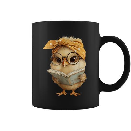 Cute Chick Reading Book Bandana Graphic Print Coffee Mug - Bookorys