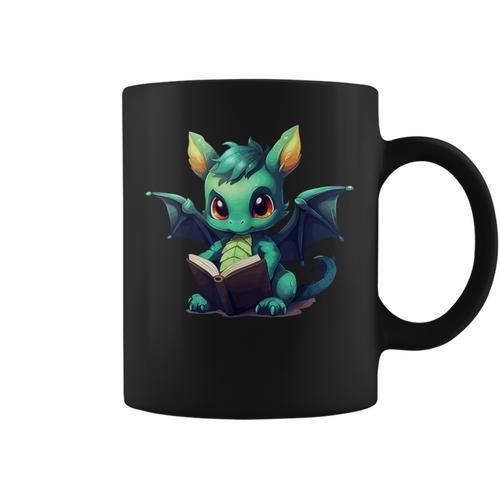 Cute Dragon With Book Graphic Print Coffee Mug - Bookorys AU