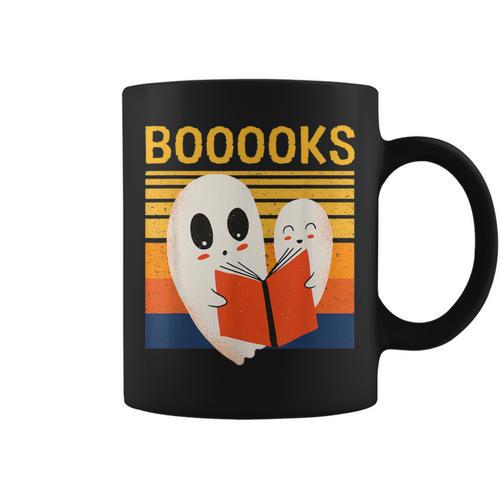 Cute Ghost Book Reading Halloween Teacher Puns Booooks For Men Women Kids Graphic Print Coffee Mug - Bookorys
