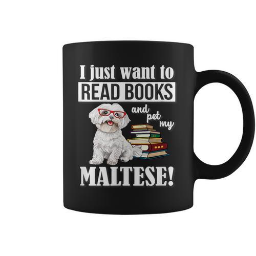 Cute Glasses Read Books & Pet My Maltese Lover Graphic Print Coffee Mug - Bookorys UK