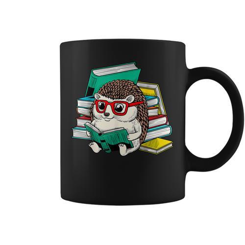 Cute Hedgehog Reading A Book Nerd Readers Graphic Print Coffee Mug - Bookorys DE
