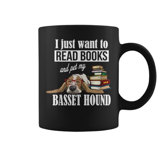 Cute Kids Read Books & Pet My Basset Hound Dog Lover Graphic Print Coffee Mug - Bookorys