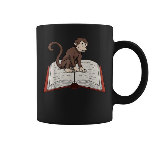 Cute Monkey Reading Books Literature Nature Graphic Print Coffee Mug - Bookorys UK