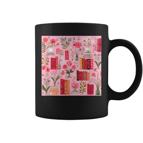 Cute Pink Book Pattern Book Lover Graphic Print Coffee Mug - Bookorys CA