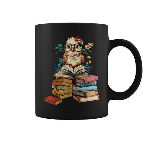 Cute Reading Chicken With Glasses Books Bookworm Reader Graphic Print Coffee Mug - Bookorys UK