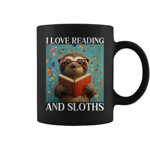 Cute Sloth Reading Book School Librarian Teacher Student Graphic Print Coffee Mug - Bookorys UK
