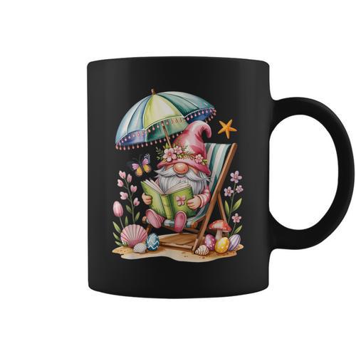 Cute Summer Relaxing Gnome Art For Book Lovers Graphic Print Coffee Mug - Bookorys CA