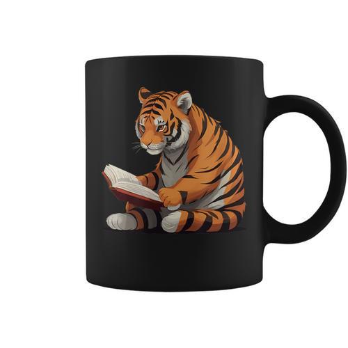 Cute Tiger Is Reading a Book Reading Tiger Graphic Print Coffee Mug - Bookorys CA