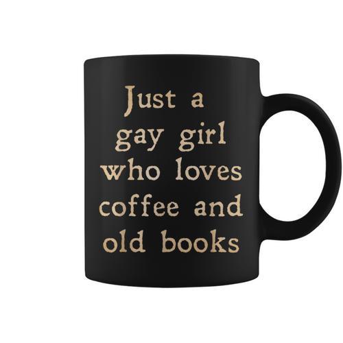 Dark Academia Aesthetic Gay Girl Who Loves Coffee And Books Graphic Print Coffee Mug - Bookorys