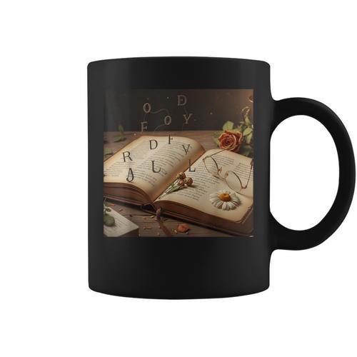 Dark Academia Vintage Book And Floating Letters Graphic Graphic Print Coffee Mug - Bookorys UK