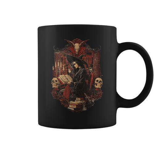 Dark Academia Witch Reading Book Gothic Library Graphic Print Coffee Mug - Bookorys