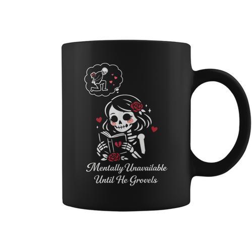 Dark Romance Skeleton Costume Woman Pajama Book Reading Graphic Print Coffee Mug - Bookorys CA