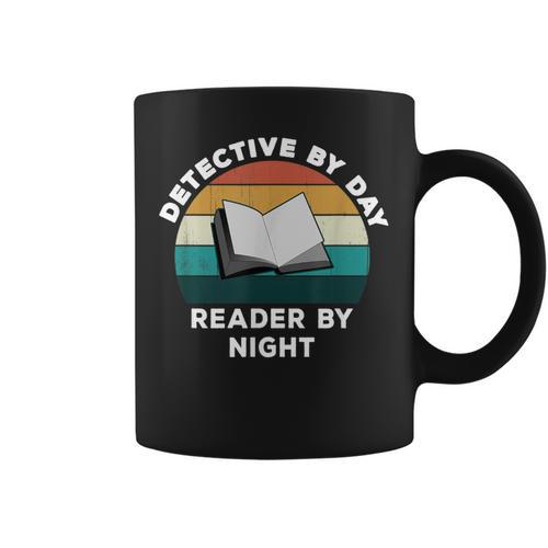 Detective By Day Reader By Night Cool Crime Book Lover Graphic Print Coffee Mug - Bookorys