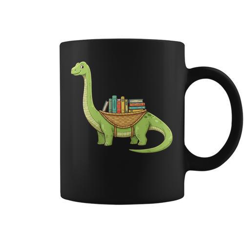 Dinosaur Librarian Book Lover Reading Brontosaurus Graphic Print Coffee Mug - Bookorys CA