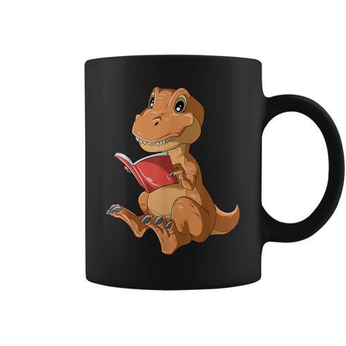 Dinosaur Reading Book Dino Reading Book Lovers Book Readers Graphic Print Coffee Mug - Bookorys CA