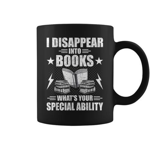 I Disappear Into Books Book Lovers Reading Graphic Print Coffee Mug - Bookorys CA