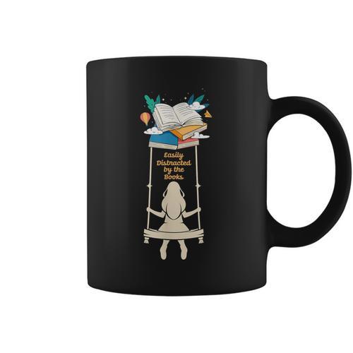 Distracted By Books Reading Reader Literature Library Author Graphic Print Coffee Mug - Bookorys AU