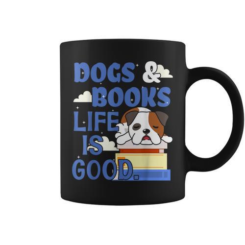 Dog Books Life Is Great Graphic Print Coffee Mug - Bookorys