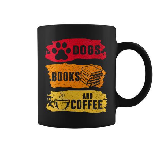 Dogs Books And Coffee Dog Book Reader Lover Graphic Print Coffee Mug - Bookorys UK
