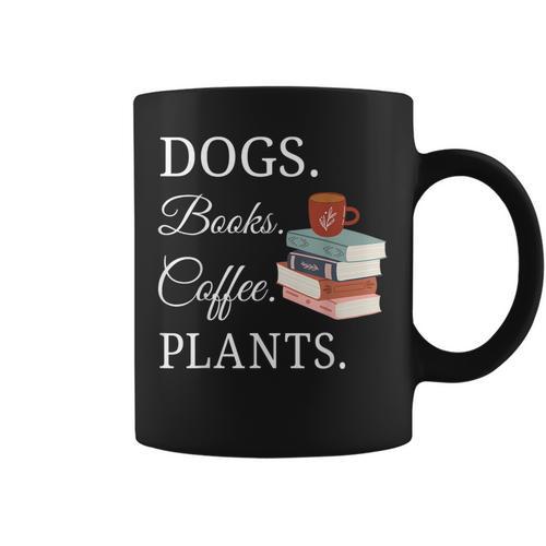 Dogs Books Coffee Plants Men Women Graphic Print Coffee Mug - Bookorys CA