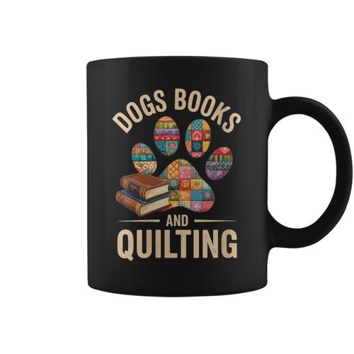 Dogs Books And Quilting Graphic Print Coffee Mug - Bookorys DE