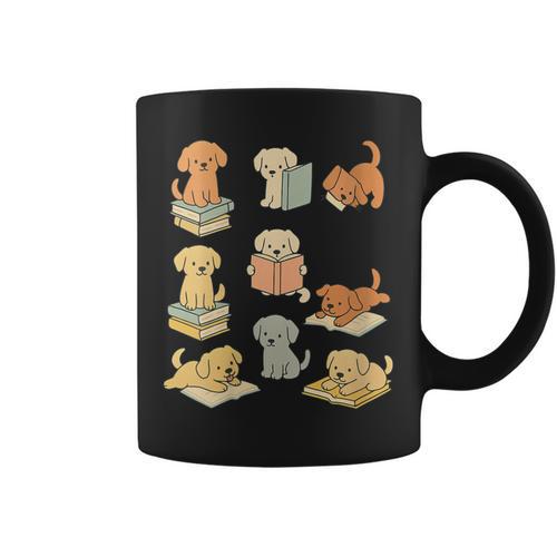 Dogs Reading Books Dog Lover Graphic Print Coffee Mug - Bookorys