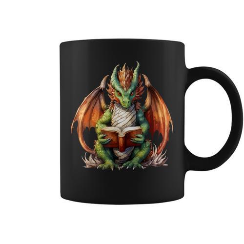 Dragon With Book Graphic Print Coffee Mug - Bookorys UK