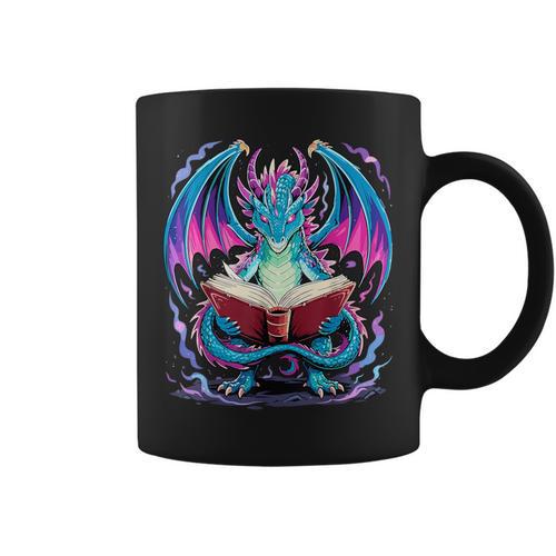Dragon Reading Book Lover Graphic Print Coffee Mug - Bookorys UK