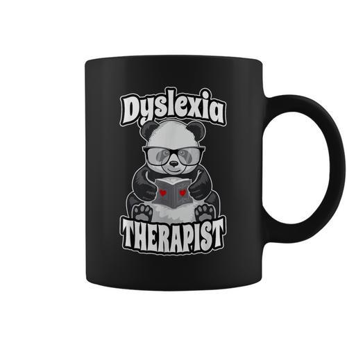 Dyslexia Therapist Teacher Dyslexic Therapy Panda Book Heart Graphic Print Coffee Mug - Bookorys