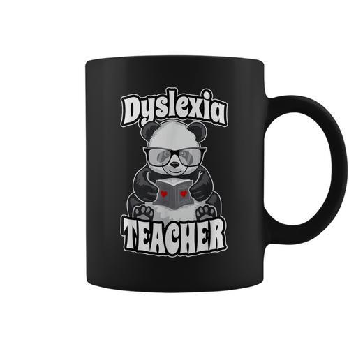 Dyslexia Teacher Therapist Dyslexic Therapy Panda Book Heart Graphic Print Coffee Mug - Bookorys