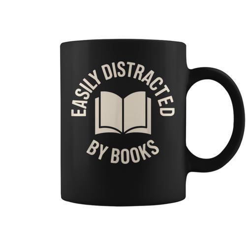 Easily Distracted By Books Reading Graphic Print Coffee Mug - Bookorys UK