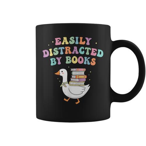 Easily Distracted By Books Silly-Goose Bookish Library Read Graphic Print Coffee Mug - Bookorys AU