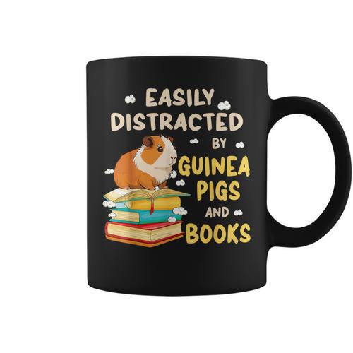 Easily Distracted By GUINEA PIGS And Books Graphic Print Coffee Mug - Bookorys DE