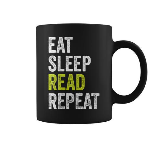 Eat Sleep Read Repeat Book Reader Bookworm Graphic Print Coffee Mug - Bookorys DE