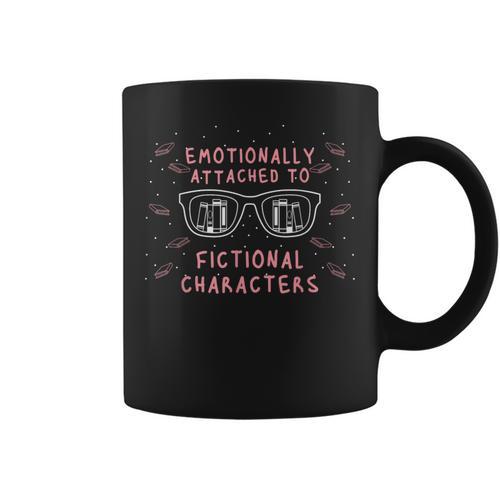 Emotionally Attached To Fictional Characters Reading Book Graphic Print Coffee Mug - Bookorys