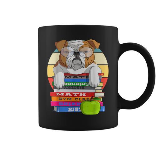 English Bulldog Back To School Book Worm Dog Graphic Print Coffee Mug - Bookorys DE