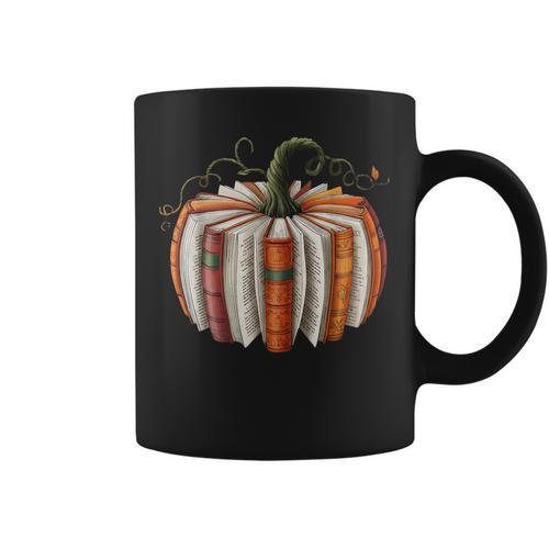 Fall Book Pumpkin Retro Reading Halloween Teacher Graphic Print Coffee Mug - Bookorys CA