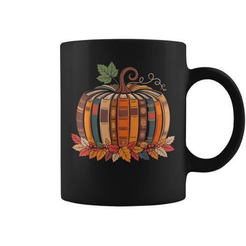Fall Book Pumpkin Retro Reading Teacher Autumn Books Lover Graphic Print Coffee Mug - Bookorys