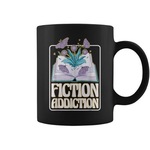 Fiction Addiction Book Reader And Booklover Graphic Print Coffee Mug - Bookorys AU