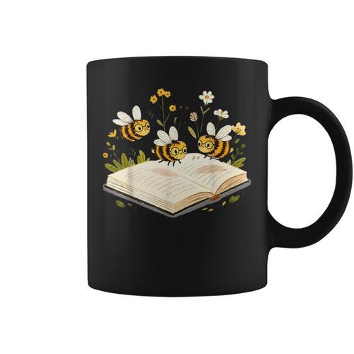 Floral Bumble Bee Reading Book Wildflower Bookish Librarian Graphic Print Coffee Mug - Bookorys UK