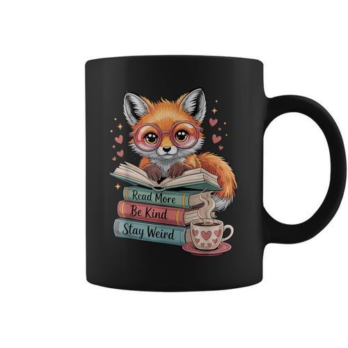 Fox Read More Books Stay Weird Cottagecore Reader Aesthetic Graphic Print Coffee Mug - Bookorys UK