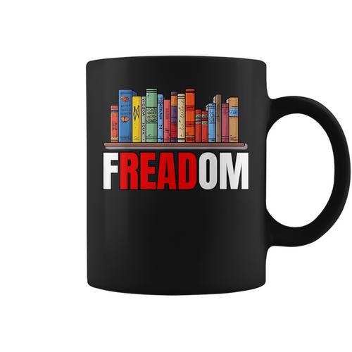Frea-Dom Anti Ban Books I Read Banned Books Freedom Book Graphic Print Coffee Mug - Bookorys