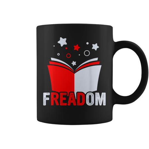Freadom I Read Banned Books Banned Books Week Librarian Graphic Print Coffee Mug - Bookorys UK